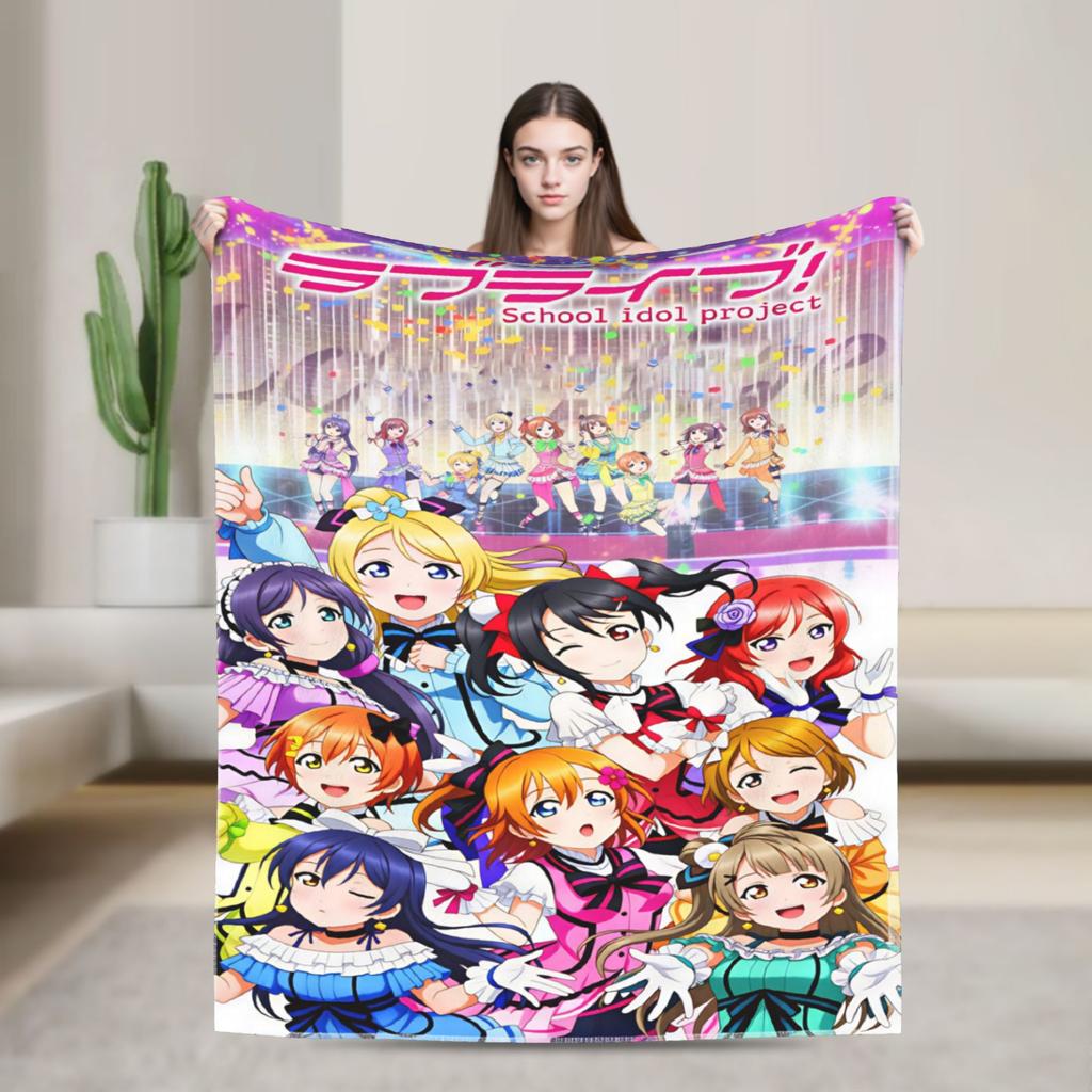 Love Live! Flannel Blanket Warm Soft Throw Blanket for Couch Chair Travel Funny Bedspread Sofa Bed Cover