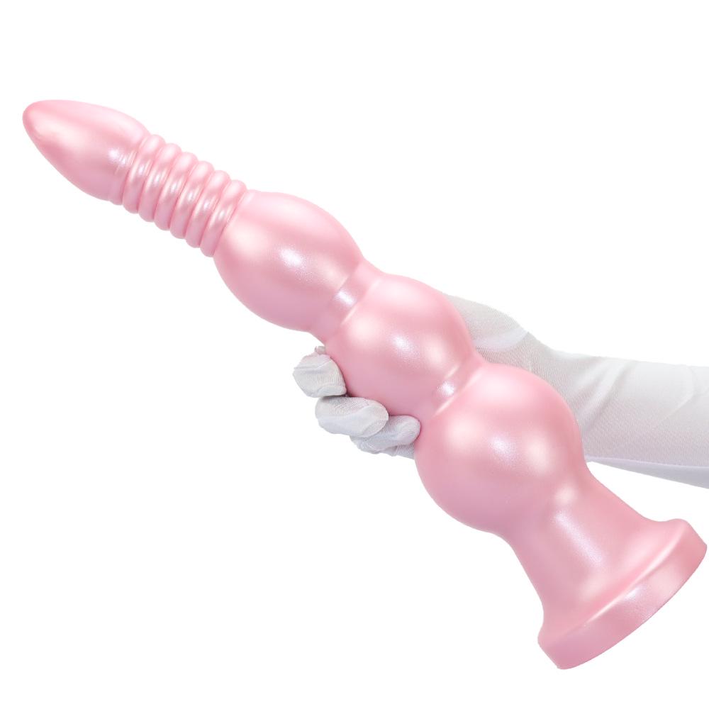 Silicone Threaded Ultra-Long Thick Anal Plug and Dilator for Women - Wearable Fake Penis Sex Toy