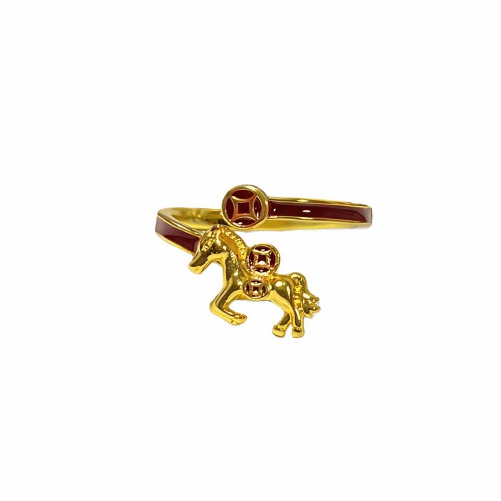 Adjustable Zodiac Horse Ring Cartoon Opening Ring Creative New Year Rings Gift