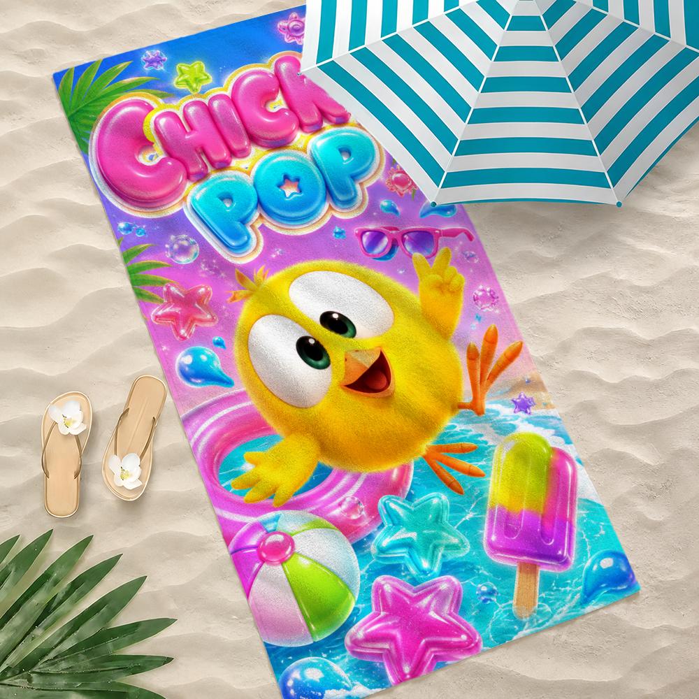 Cartoon Where's Chicky Towel Microfiber Beach Towel Quick Dry Absorbent Soft for Swimming Yoga Resort Travel Camping