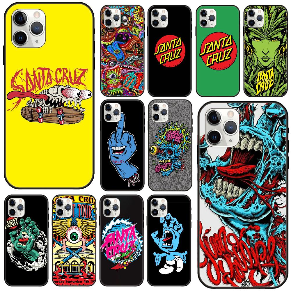 

Чехол для телефона для IPhone 12 Mini 11 Pro XR X MAX SE XS 5 6 6S 7 8 E Plus черный чехол Funda Soft Etui Art Santa Cruz скейтборды