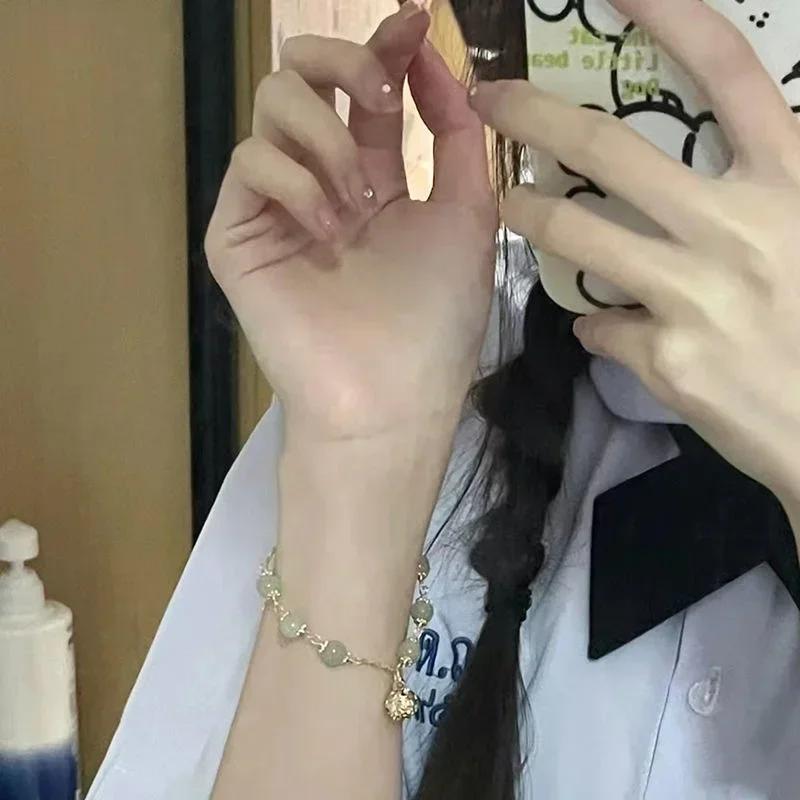 Imitation Hotan Jade Beaded Charm Bracelet Opal Pearl Zircon Luxury Jewelry Womens Birthday Bracelet Creative Valentines DayGift