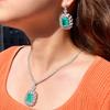 Designer Imitation Paraiba Micro-Inlaid Zircon Necklace Earrings Set Sea Blue Treasure Set Chain