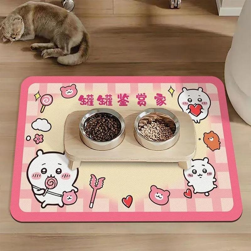 

чикава Мультяшный питомец Грязеотталкивающий коврик для еды для кошек и собак, миска для риса, противоскользящий, устойчивый к царапинам, легко моющийся, домашний декор, коврик 40x60cmDiatomMud