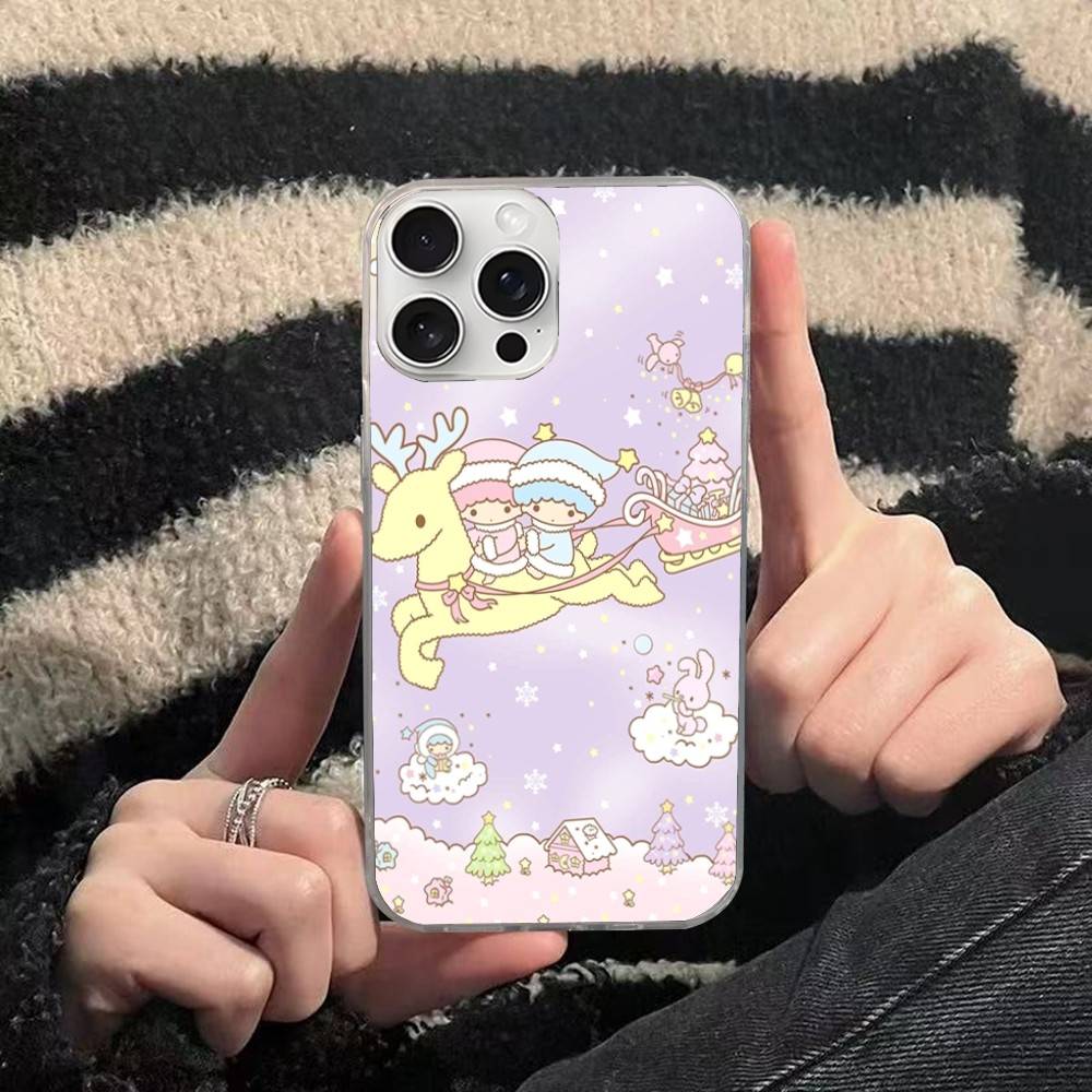 

L-Чехол для телефона Little Twin Stars Для iPhone 11 12 13 14 15 16 17 Plus Pro Max Сатиновый Лазерный Глянцевый Чехол iPhone 11Pro Max