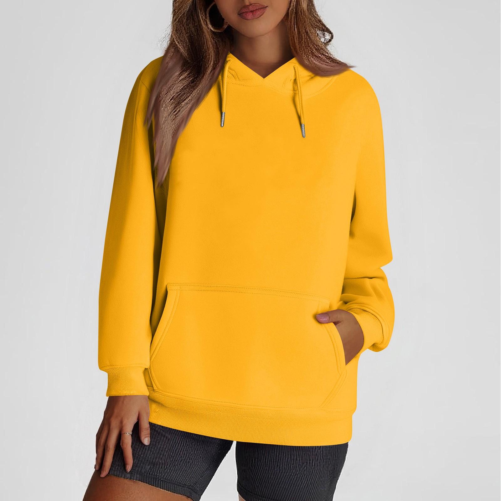 

Женская модная повседневная толстовка с капюшоном и длинными рукавами с принтом L жёлтый