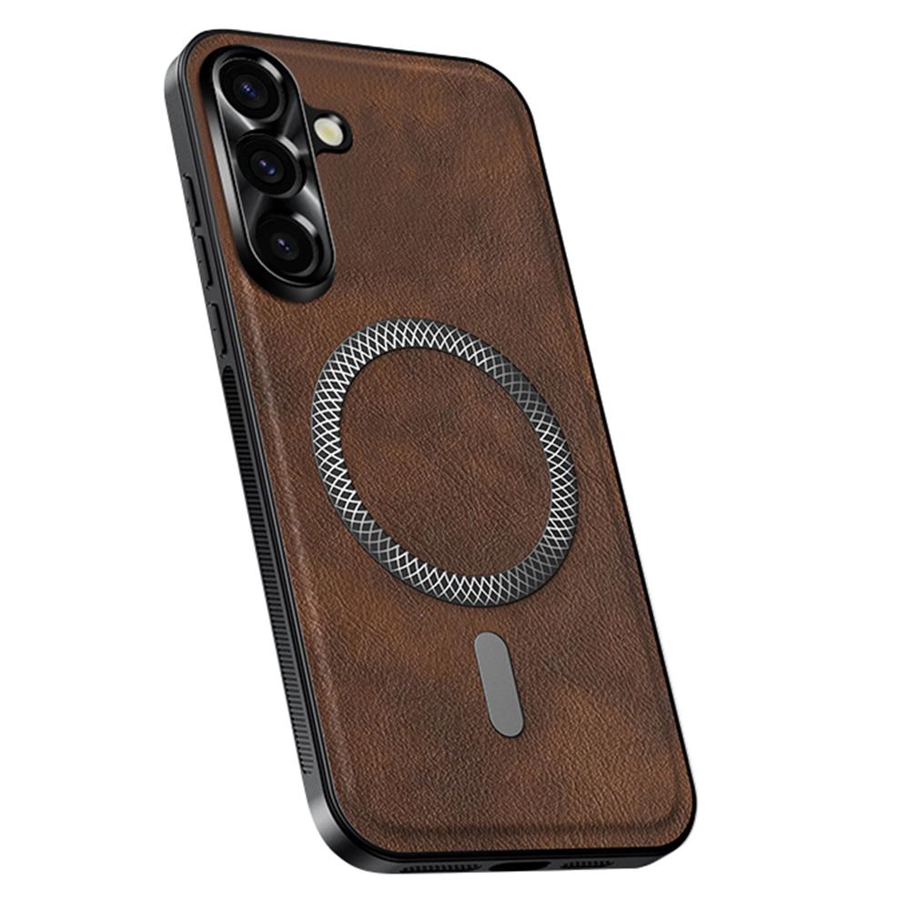 For Samsung Galaxy A16 5G/A16 4G Case Compatible with MagSafe PU TPU PC Phone Back Cover with Metal Lens Frame