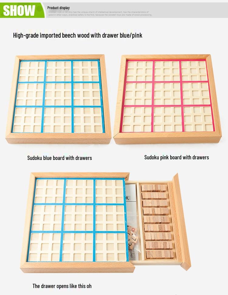 Wooden Sudoku Nine-Grid Game for Elementary Students: Logical Thinking and Educational Toy Chessboard with Puzzles