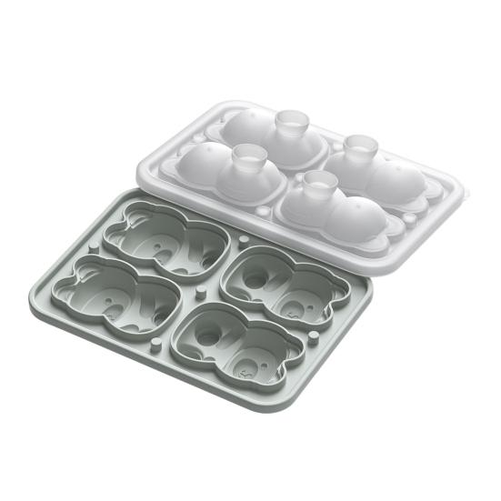 Bärenförmige Silikon-Eiswürfelform mit Deckel Lebensmittelqualität Leicht zu lösende Form Auslaufsicher Stapelbarer Eiswürfelbereiter Unverzichtbar für die Hausbar