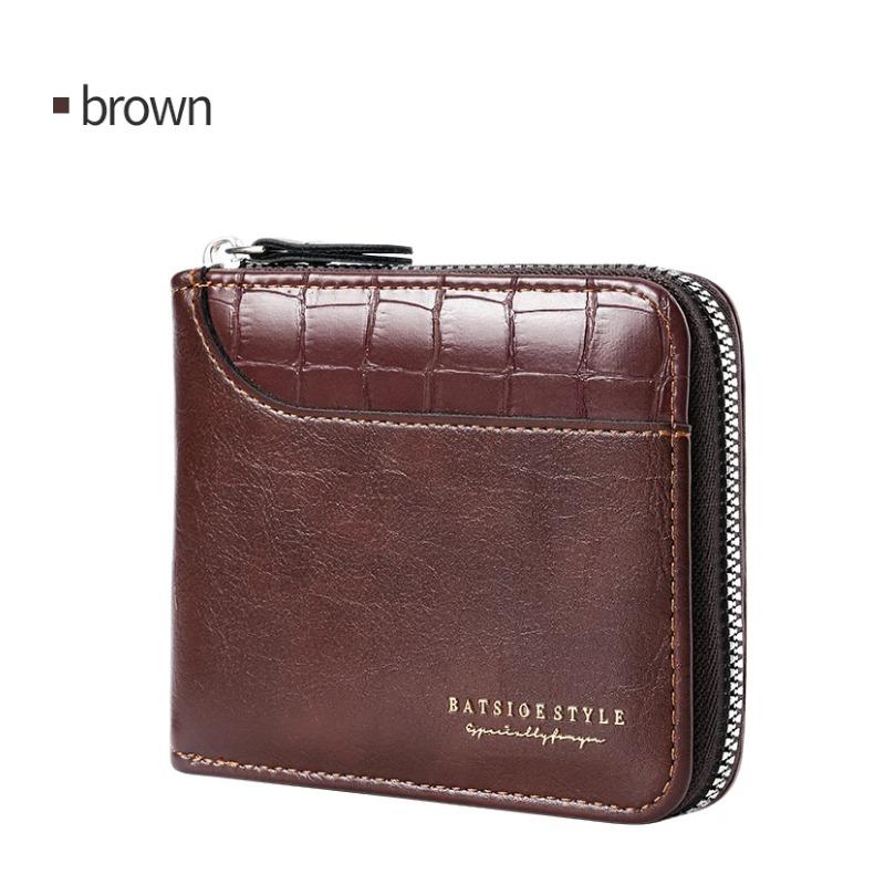 Leather Men’s Wallet Luxury Mens Purse Male Zipper Card Holders with Coin Pocket Rfid Wallets Gifts for Men Money Bag