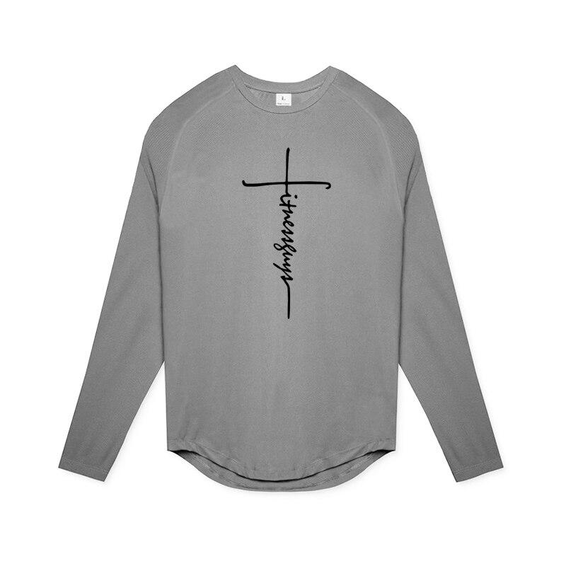 Do The Work  Autumn Gym Sports Men Quick Dry Running Bodybuilding Fitness Workout Tight O-neck Printed Long Sleeve T-shirt