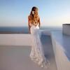 2025 Sexy V-Neck White Spaghetti Strap Evening Gown
