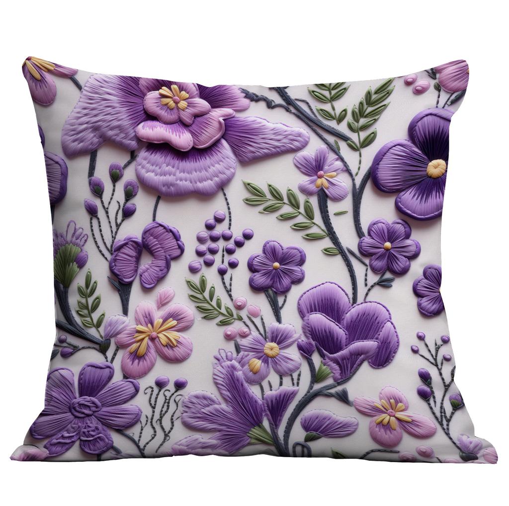 New Imitation Embroidered Floral Pillowcase Short Velvet Double-sided Printed Home Sofa Cushion Pillowcase