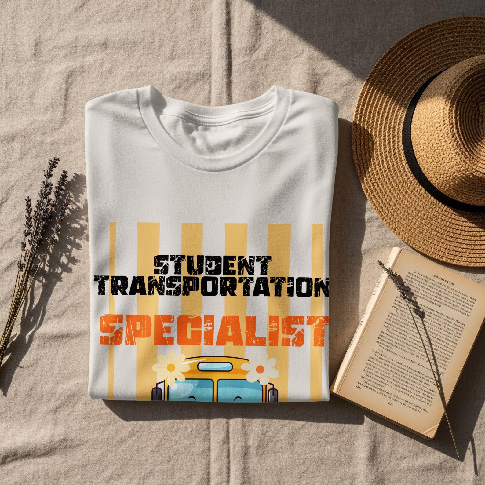 Student Transportation Specialist T-Shirt, Smiling Bus Driver Tee, School Staff Appreciation Shirt L