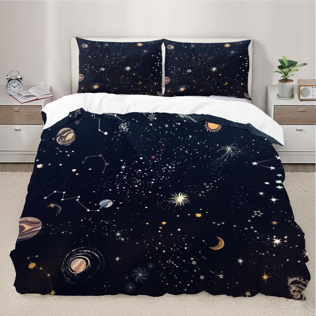 Galaxy Planet Printed Duvet Cover Bedding Set, Soft and Cozy Home Bedroom Decorative Items, Stylish and Comfortable Bedding Set