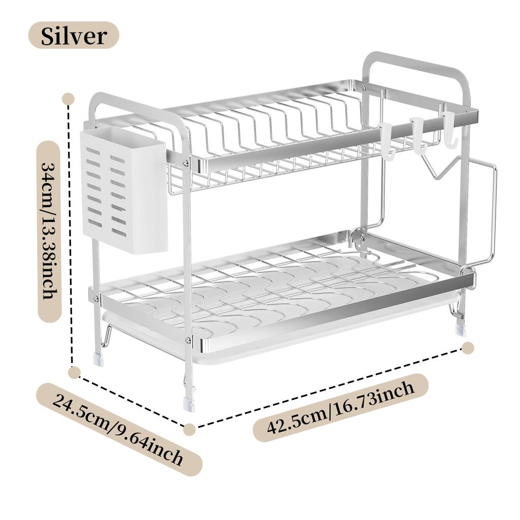 Door-Type Double-Layer Dish Rack (Flat Wire Style)