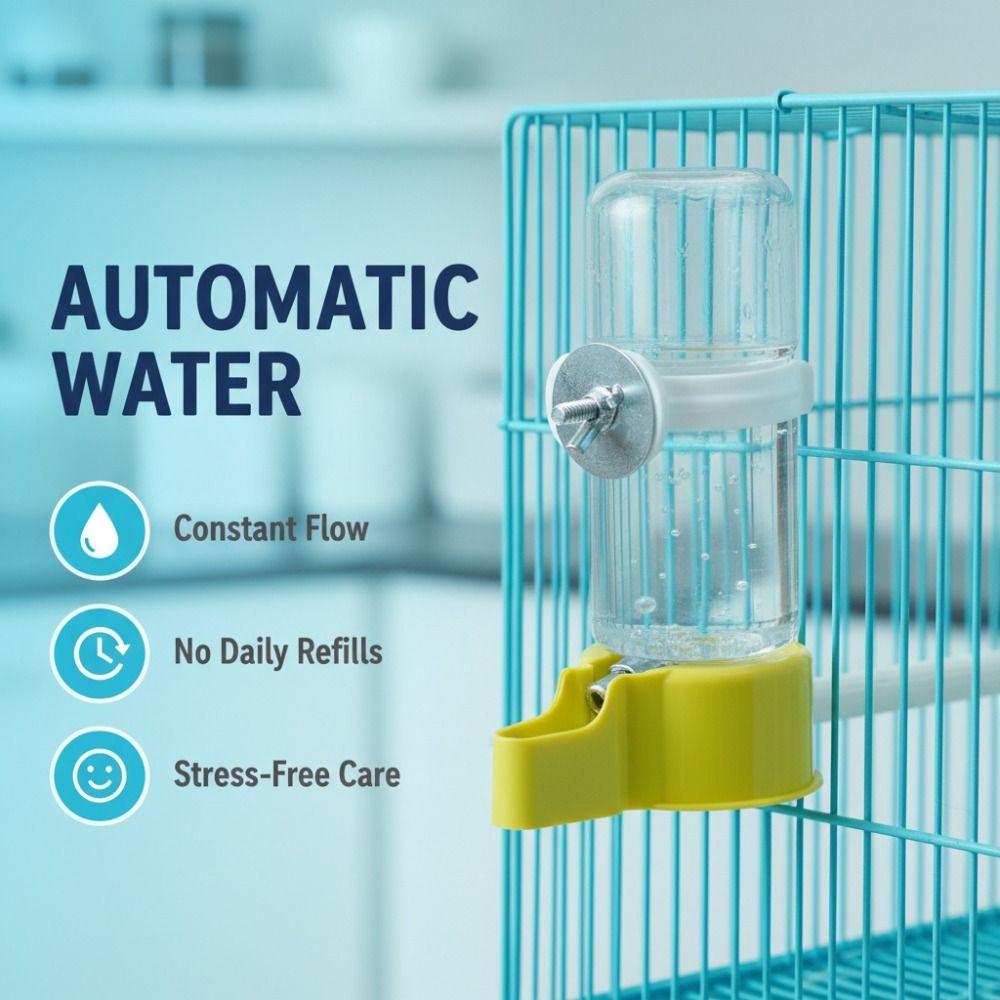 140ml Automatic Birds Drinker Transparent Large Capacity Automatic Feeder Leak-proof Hamster Bottle