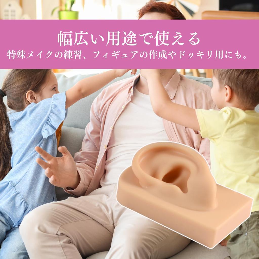 Silicone Ear Shape Model for Drawing, Fake Earrings, Left and Right Set, Accessories for Both Ears, Ear Hair, Earring Decorations, Earring Practice, E