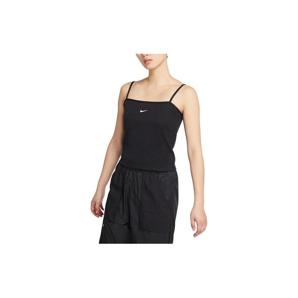 Nike Solid Color Knitted Embroidered Breathable Tank Top Women tops Black CZ9295-010