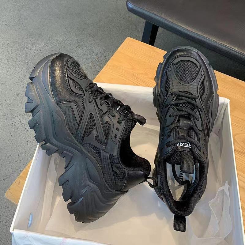

Summer new thick-soled breathable single-mile muffin dad shoes sports super high heels kitten legs little white shoes women s shoes 35 чорний