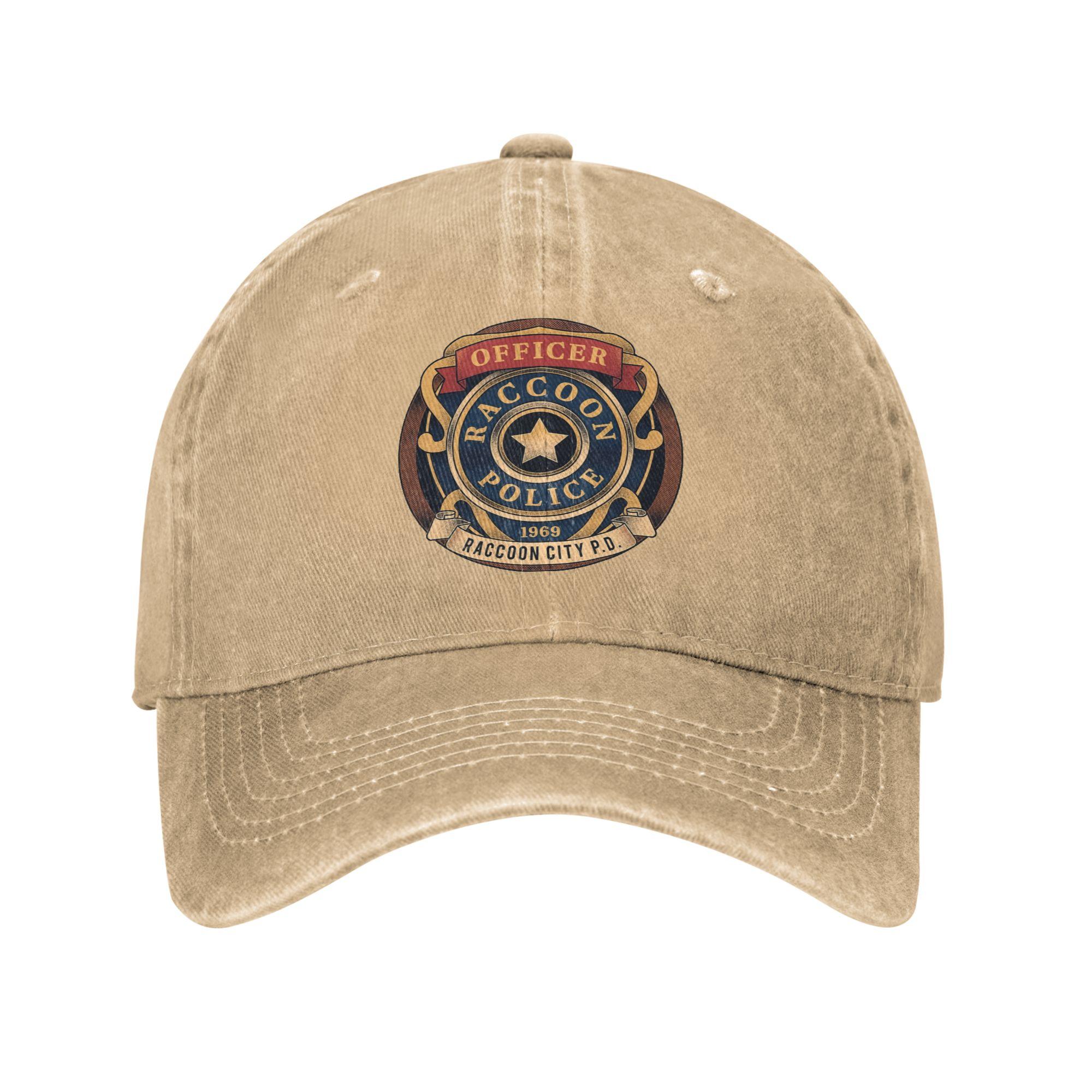 

Raccoon Police Department Emblem Unisex Style Baseball Cap Distressed Denim Caps Hat Casual Summer Adjustable Fit Snapback Hat One Size хаки