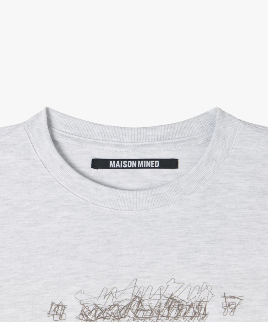 MAISON MINED Doodle Heart Long Sleeve Melange White
