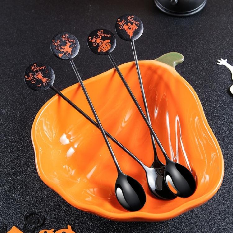 4pcs/set Stainless Steel Coffee Spoon Halloween Pumpkin Ghost Witch Spoons Decor