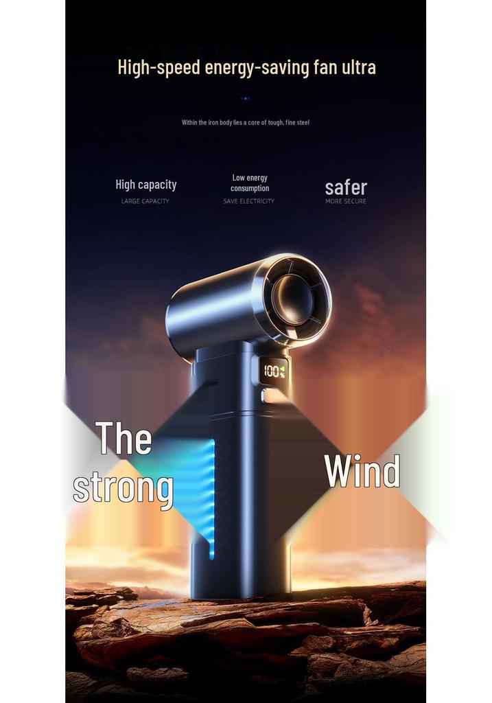 2026 Popular Portable Turbine Fan Hair Dryer for Students - Handheld Fan for Outdoor Use & Household Dust Removal