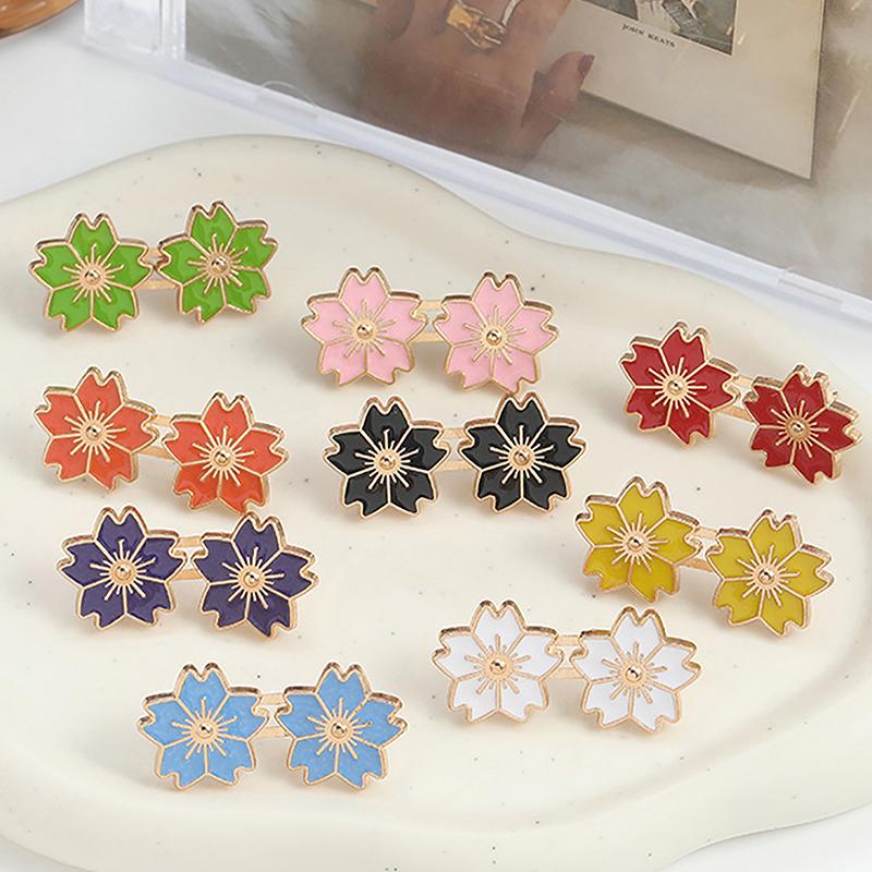 Colorful Sakura Adjustable Tightener Waist Buckle For Jeans Flower Shaped Button Adjuster For Pants And Skirts Waist