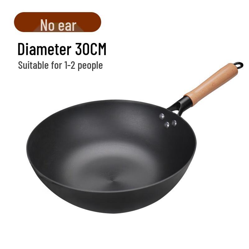 Hakka Style Pre-seasoned 30cm Cast Iron Flat-Bottom Wok