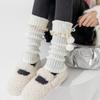 Boots Still Cotton Socks Cover Flanging Ball Bow Stacking Socks Lolita Girl Lace Coffee Calf Cover