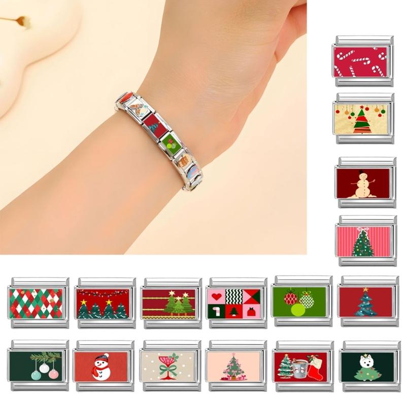 Bracelet Making Supplies Christmas Theme Beads Italian Charm Link Making Accessary Bracelet Module Suitable for Bracelet