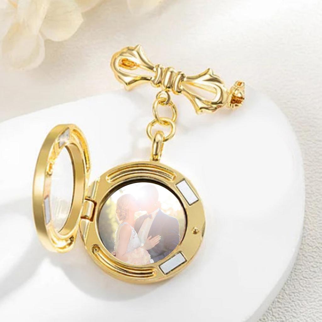Stilvoller Hochzeitsfoto-Anstecker Einzigartiger Foto-Anhänger Brosche für Weihnachten Spitzes ovales Braut-Brustnadel-Accessoire Party-Schmuck