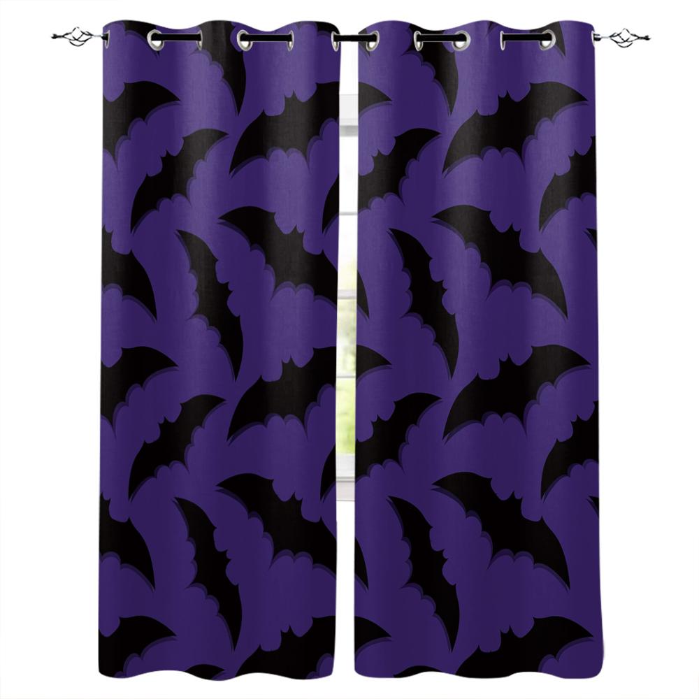 Perdele pentru fereastră, dovleac, fantomă, craniu, draperii în stil Halloween, decor pentru cameră de zi, perdele pentru sufragerie, decor de lux