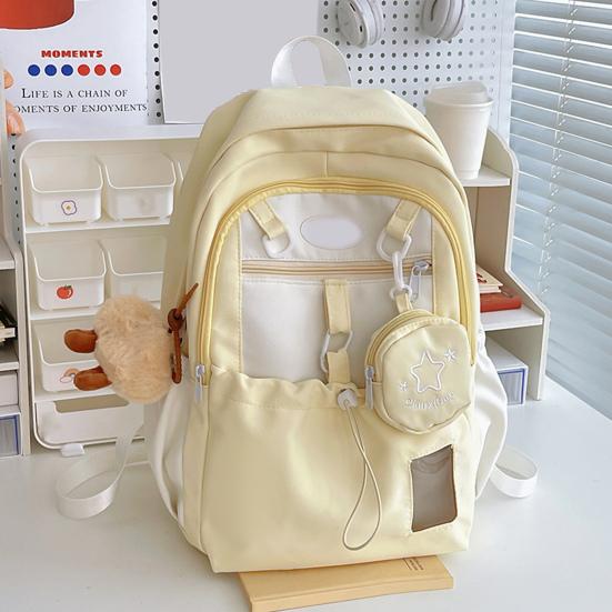 Jenter Ryggsekk Skoleryggsekk med Campus ID-vindu Snøring Frontlomme Skolesekk med Avtakbar Mini-pung for Reise Gate Høyskole