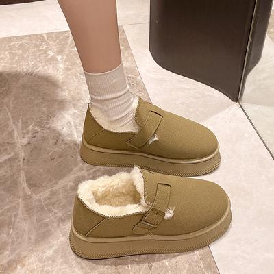Muffin Platform Boots Women 2024 New Winter New with Fleece Slip-on Warm Cotton Shoes