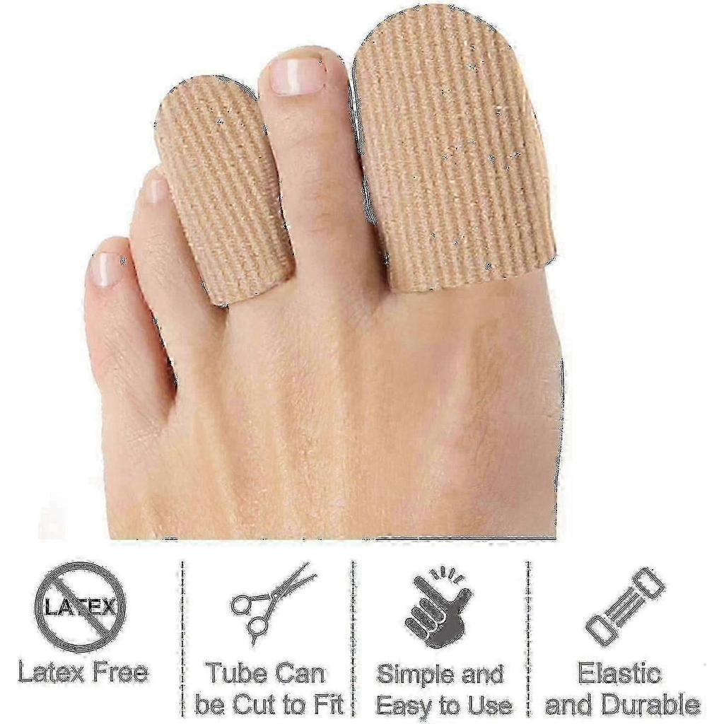 10pack Toe Caps Closed Toe Surface Fabric Sleeve Protectors With Gel Lining, Prevent Pain Relief For Corns, Blisters And Ingrown Toenails (size Large
