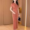 2025 Summer Elegant Wide Leg Pants Suit for Women: Slimming Two-Piece Set