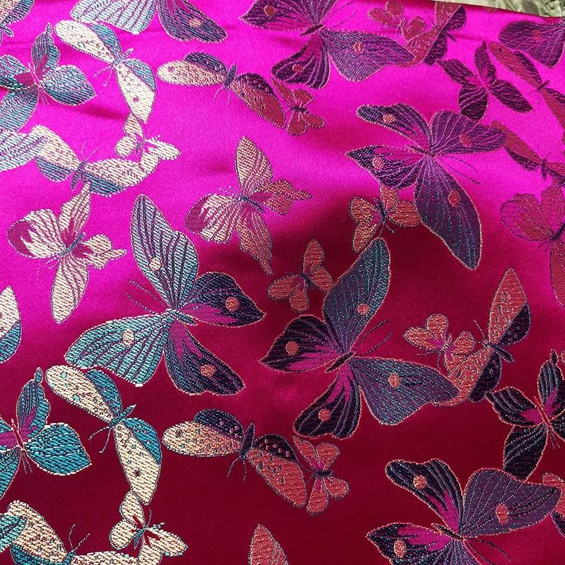 Wide 114cm Embossed Jacquard Fabric Butterfly Design Sewing Material Cheongsam Dress Garment Fabric Sold By Meter