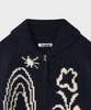 Fallett Drawing Garden Cowichan Knit Zip-Up Navy