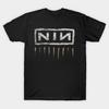 Men Black Print T-shirt Nine Inch Nails No-Cut Transfer Paper Print Cotton Tshirt