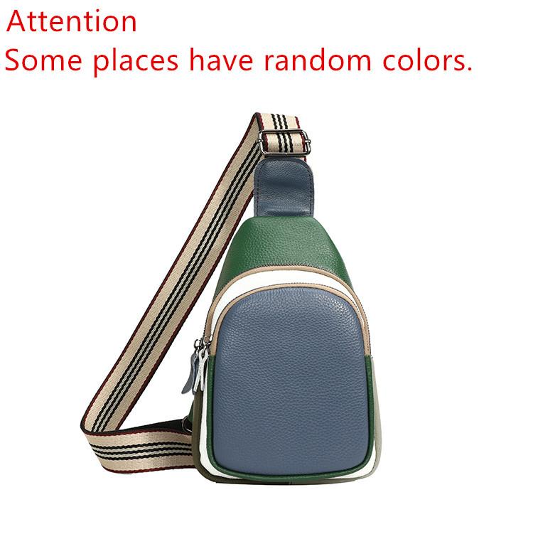 Fashion Color Stitching Cowhide Women Chest Bag Backpack Luxury Genuine Leather Multi-pocket Female Shoulder Crossbody Back Pack