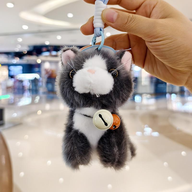 Cute Plush Kitten Keychain Bag Charm Adorable Cartoon Cat Doll Pendant Accessory