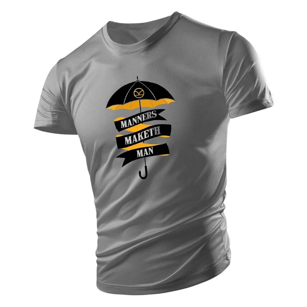 Casual Sports Style 2d Small Umbrella Print Summer Men'S Crew Neck Short Sleeve T-Shirt Loose Comfortable Breathable Quick Dry