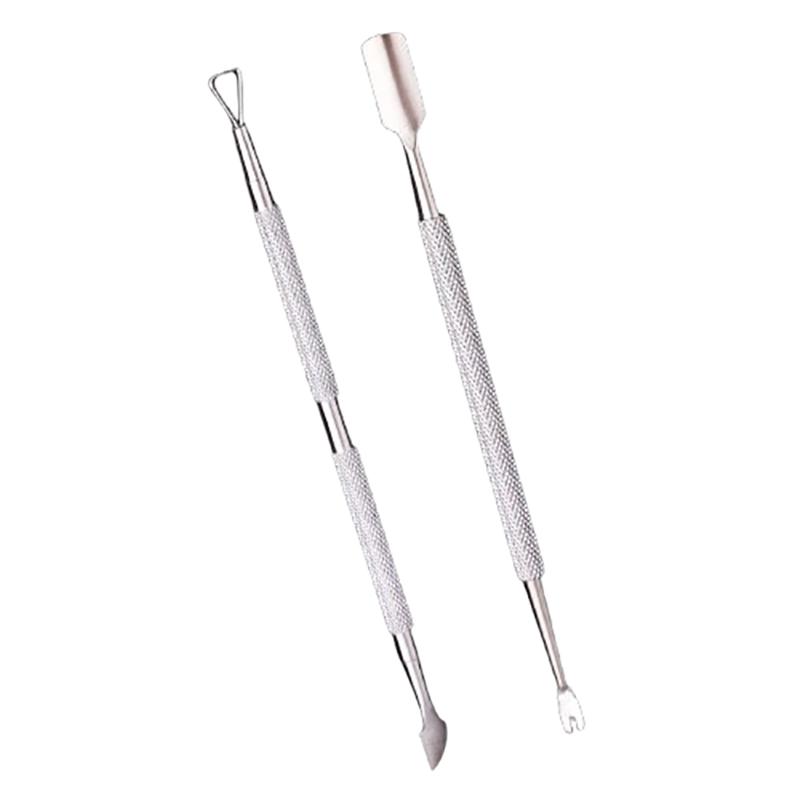 Double-Headed Stainless Steel Cuticle Remover Nail Pusher Exfoliating Prep Tool Clean Dead Skin Circle Bevel Shovel Manicure Pen