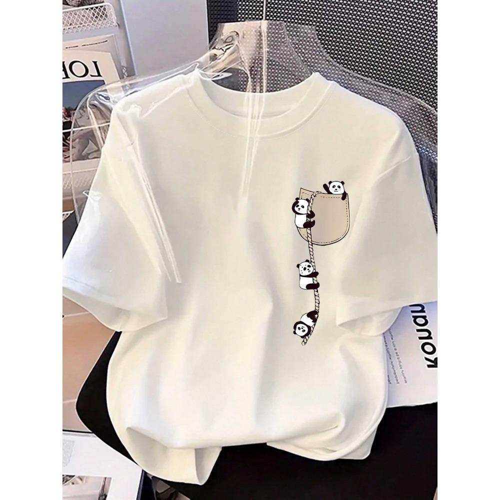 Fashion New Design - Women s Round-neck Panda Print Fashion Short-Sleeved Summer Casual T-shirt women clothes Summer Streetwear S