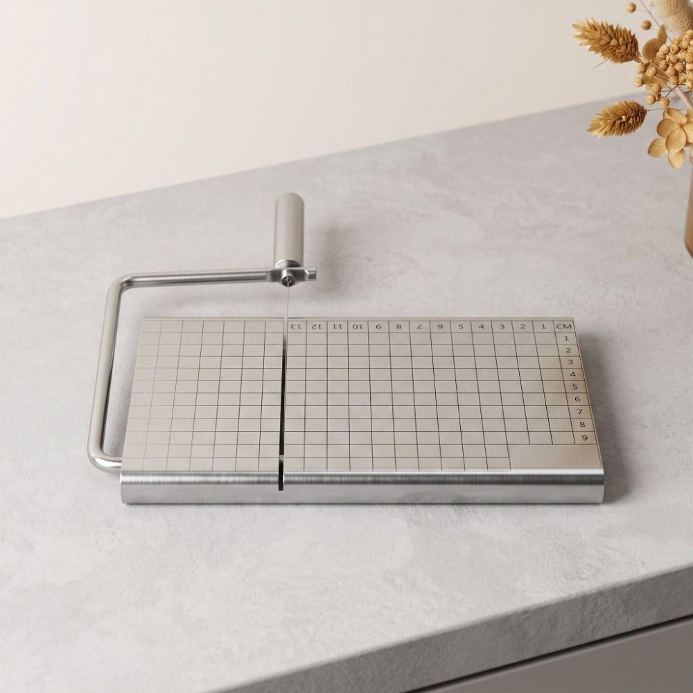 Stainless Steel Cheese Slicer Adjustable Multifunctional Butter Cutter Grid Measurement Precise Scale Chocolate Cutter