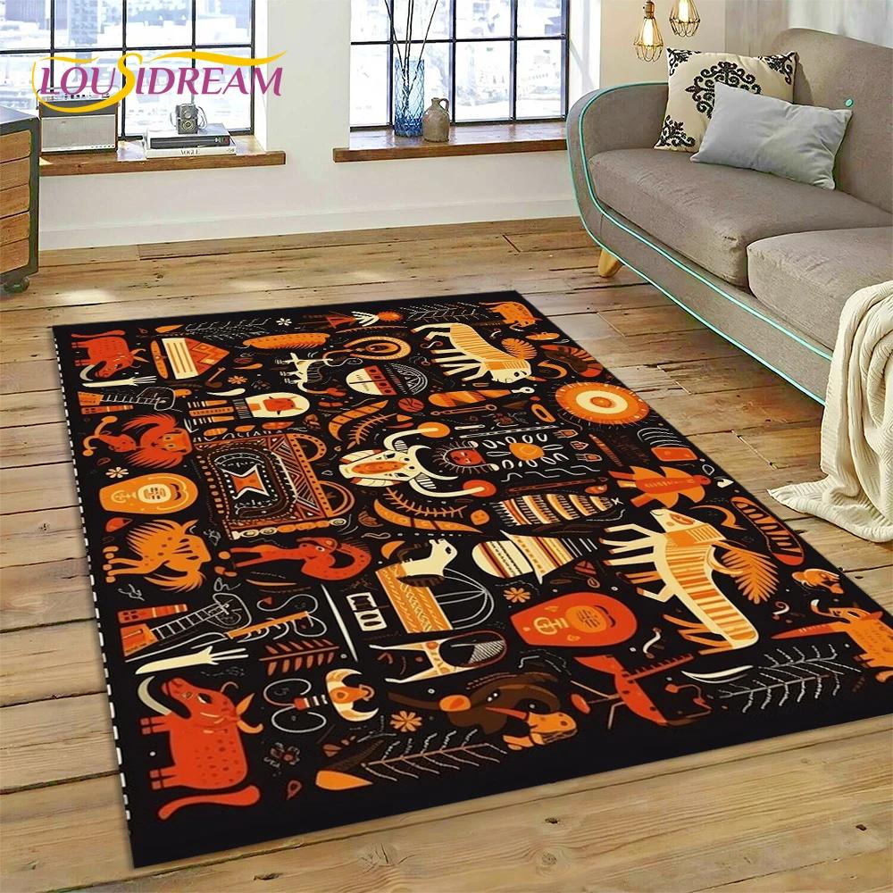 Cartoon Africa Ethiopian Custom Painting Art Carpet Rug for Bedroom Living Room Home Sofa Decoration,kids Large Decor Floor Mat