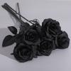 Gothic Black Rose Artificial Silk Flower Bouquet For Wedding Photography Decor
