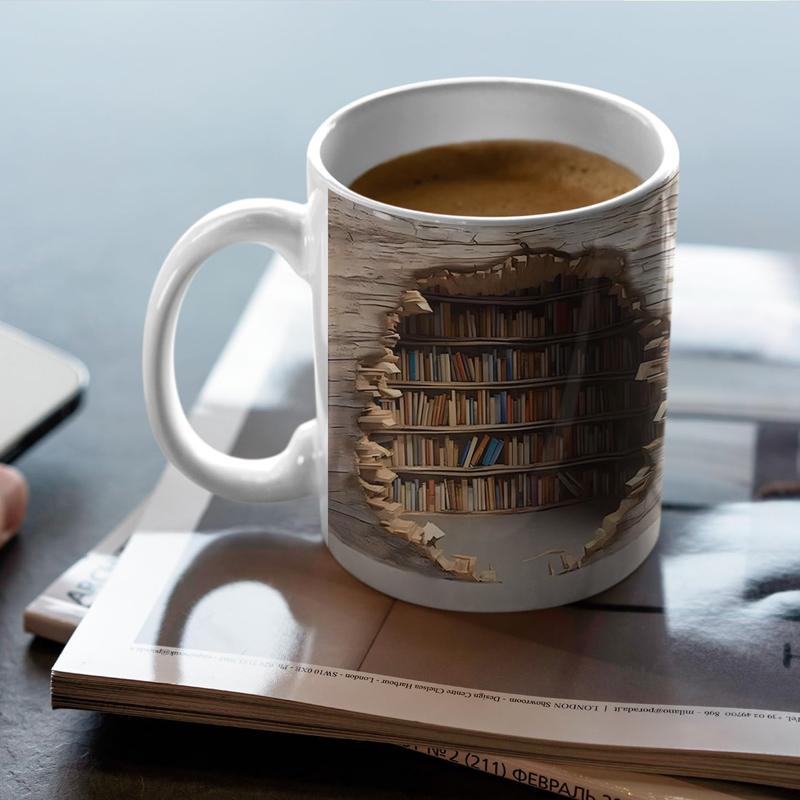 Bibliotheksregal Tasse, Coole Lesezeichen Keramik Kaffeetasse, Buchliebhaber Geschenk, Kreative Buchclub Tasse Kaffeetasse